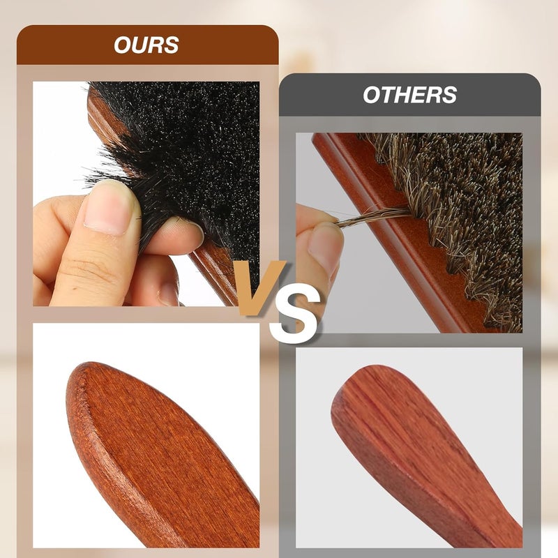 Pylevemv 4Pcs Shoe Brush, Premium Horse Hair Brush for Leather, Professional Shoe Polish Brush, Long-lasting Shoe Cleaning Brush, 100 Percent Horsehair Shoe Brush Shine Kit for Cleaning and Polishing - Image 4